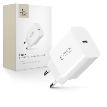 Tech-Protect NC20W 1-Port 20W Fali Adapter Fehér