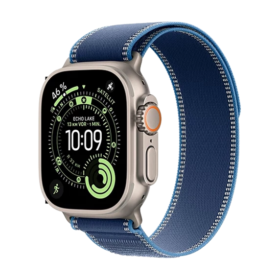 Apple Watch Ultra 3 (2025) 5G 49mm Natural Titanium Case with Trail Loop S/M - Blue/Bright Blue